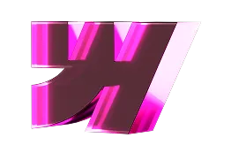 a pink and black logo
