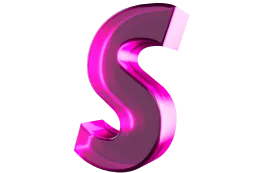 a pink letter on a black background