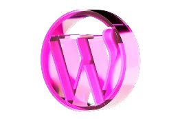a pink logo with a black background